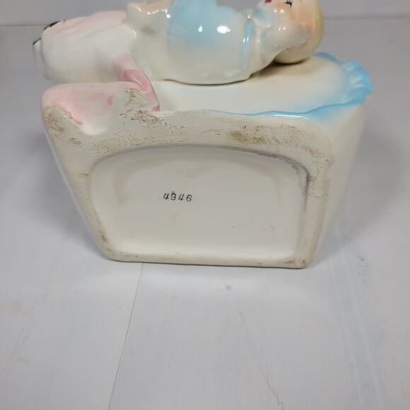 Vintage Baby & Stork Wall Hanging Planter 4946 Succulent, Nursery Decor - Picture 6 of 6